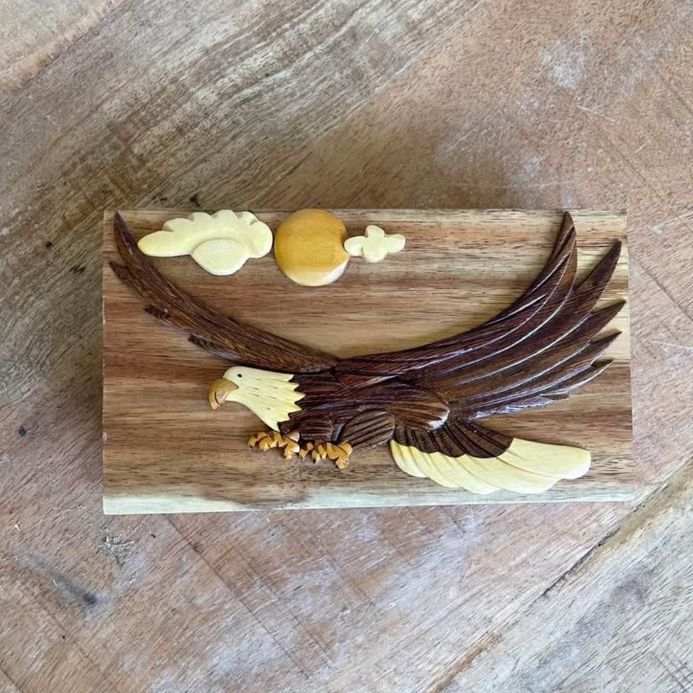 Carver Dan's Carved Eagle Puzzle Storage Box